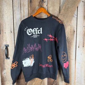 OFFICIAL GRAFFITI BoohooMan Black Sweatshirt Size Small